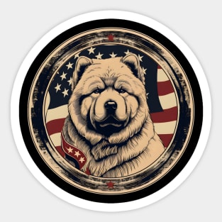 Patriotic Chow Chow Sticker